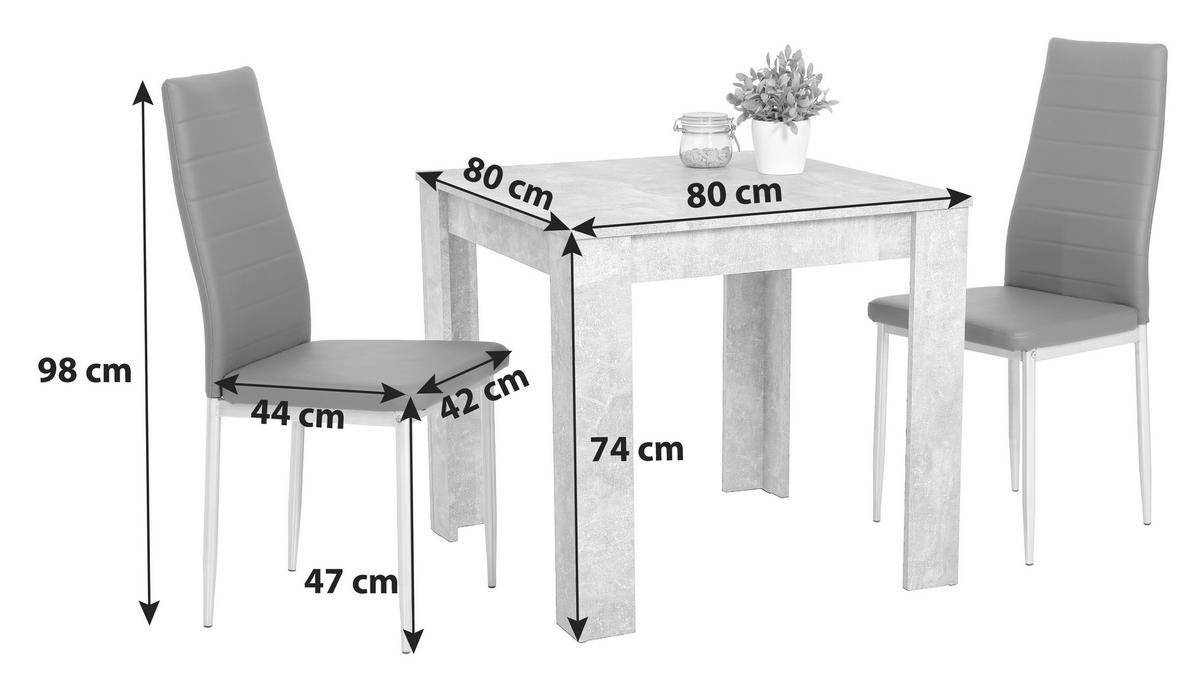 JÍDELNÍ SET DUO G - šedá, Moderní, kov/kompozitní dřevo (80/74/80cm) - Based