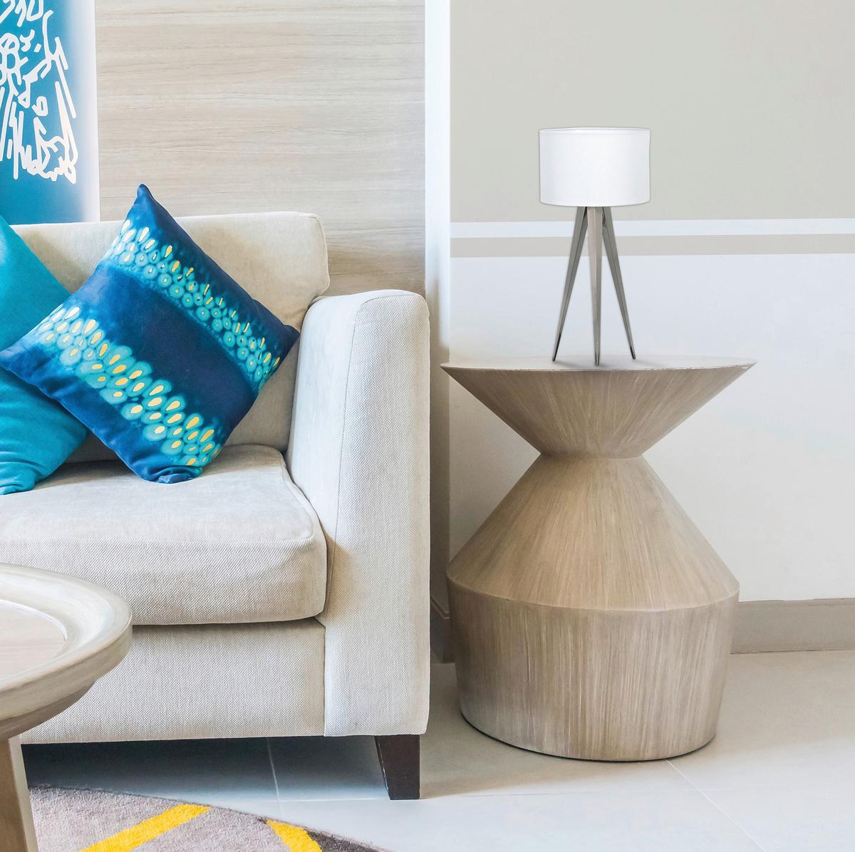 Tischlampe Tripod Nickelfarben mit Kippschalter - Nickelfarben, Design, Textil/Metall (28/61,5cm) - Näve