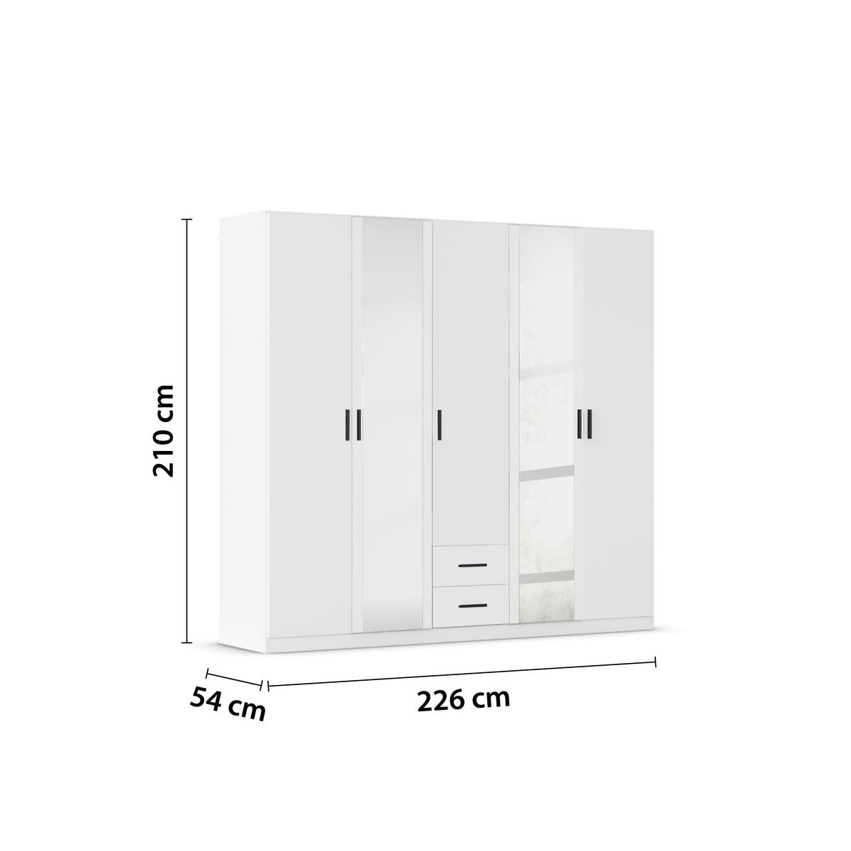 Drehtürenschrank Mit Spiegel 226 Cm Despina, Weiß - Weiß, KONVENTIONELL, Holzwerkstoff (226/210/54cm)