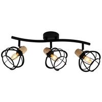 Deckenleuchte Schwarz Akaziefarben L: 66 Cm - Schwarz/Akaziefarben, Design, Holz/Metall (66/15/22cm)