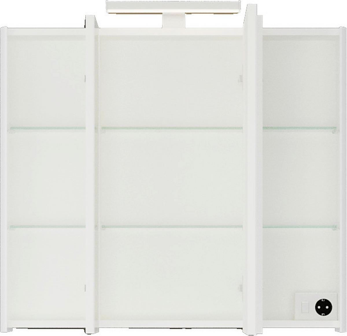 Spiegelschrank Zana Weiß B: 80 cm - Weiß, MODERN, Glas/Holzwerkstoff (80/74/15cm)