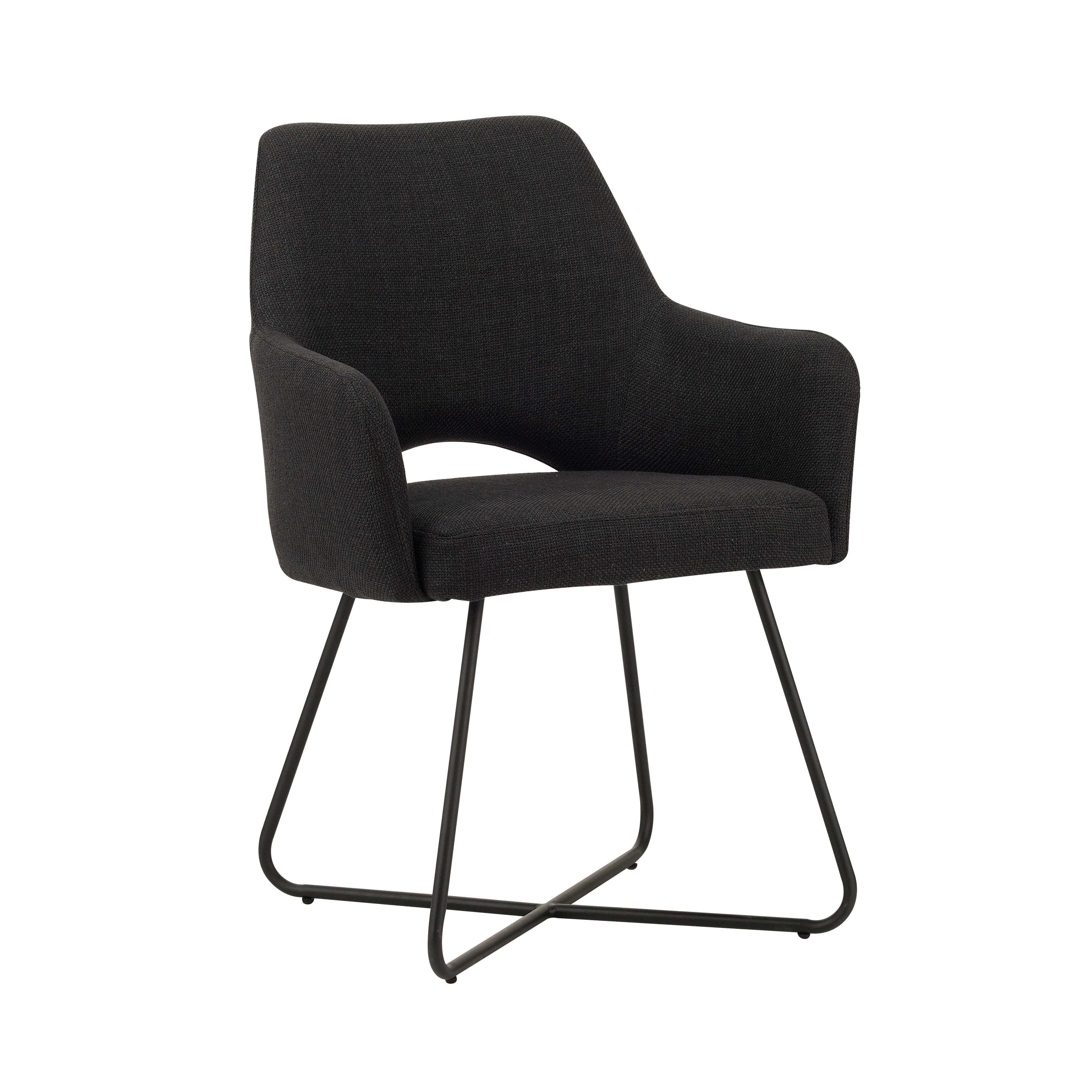 Armlehnstuhl Brest Schwarz B: 60 cm - Schwarz, MODERN, Textil/Metall (60/88/63,5cm) - MID.YOU