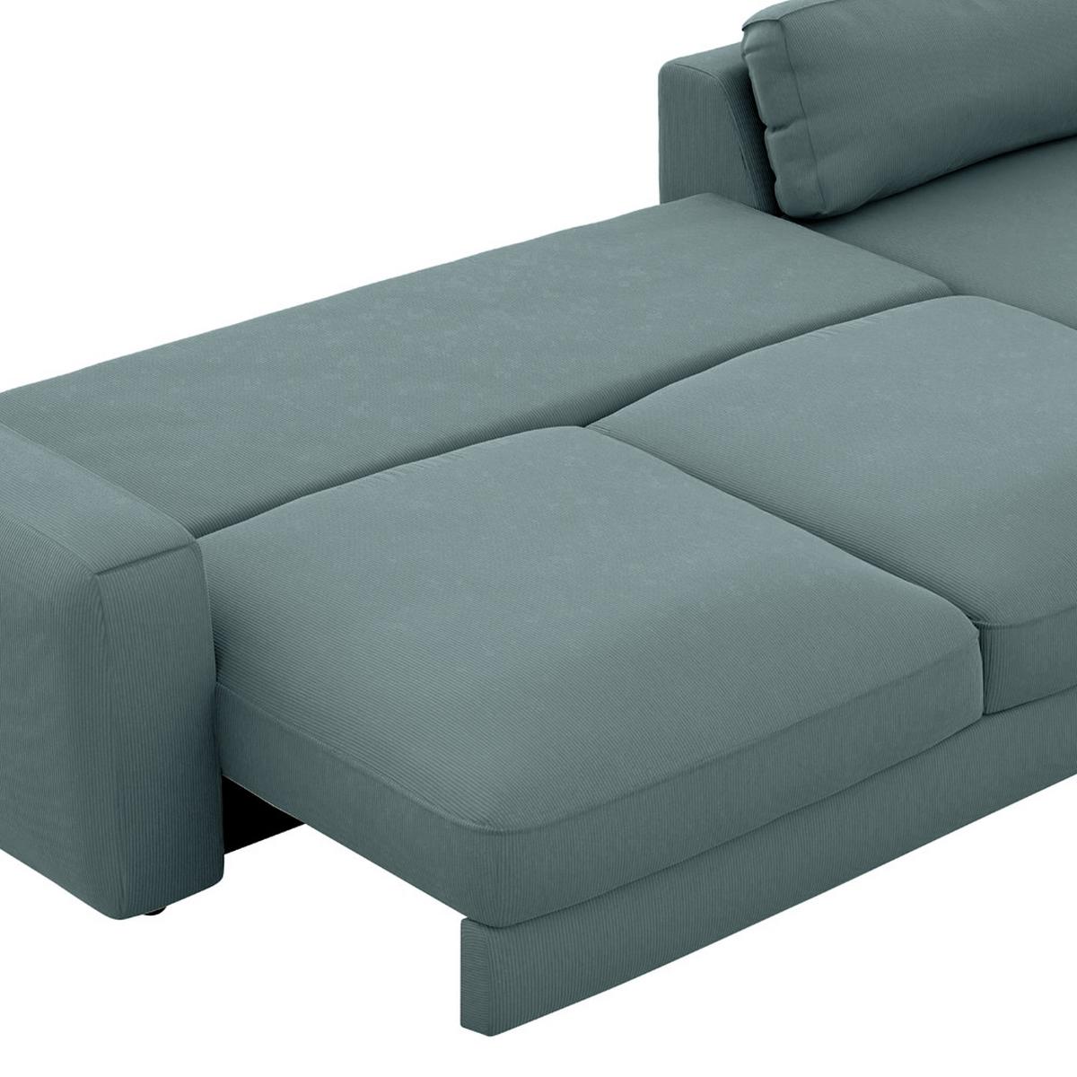 Ecksofa Bourbon Blaugrau S: 303x176 cm - Blaugrau/Schwarz, MODERN, Textil (303/176cm) - Trendmanufaktur