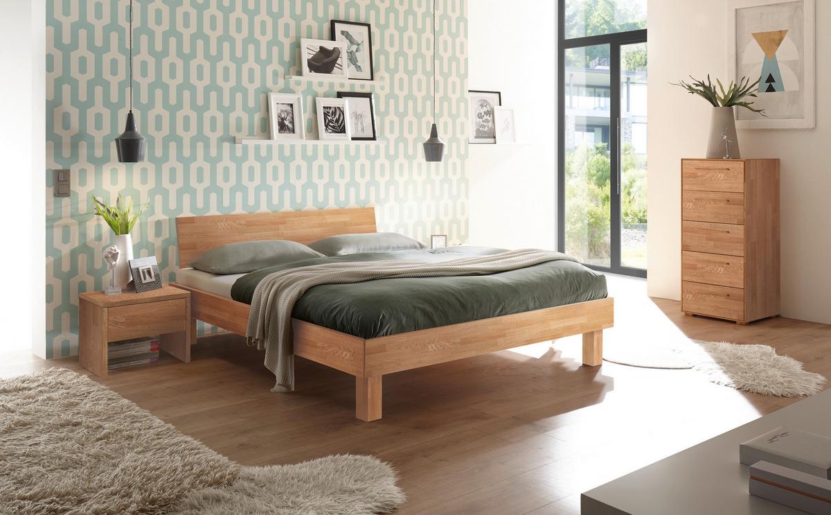 Bett Forti, Eiche Bianco 200x200 cm - Eiche Bianco/Eichefarben, Natur, Holz (200/200cm) - Hasena