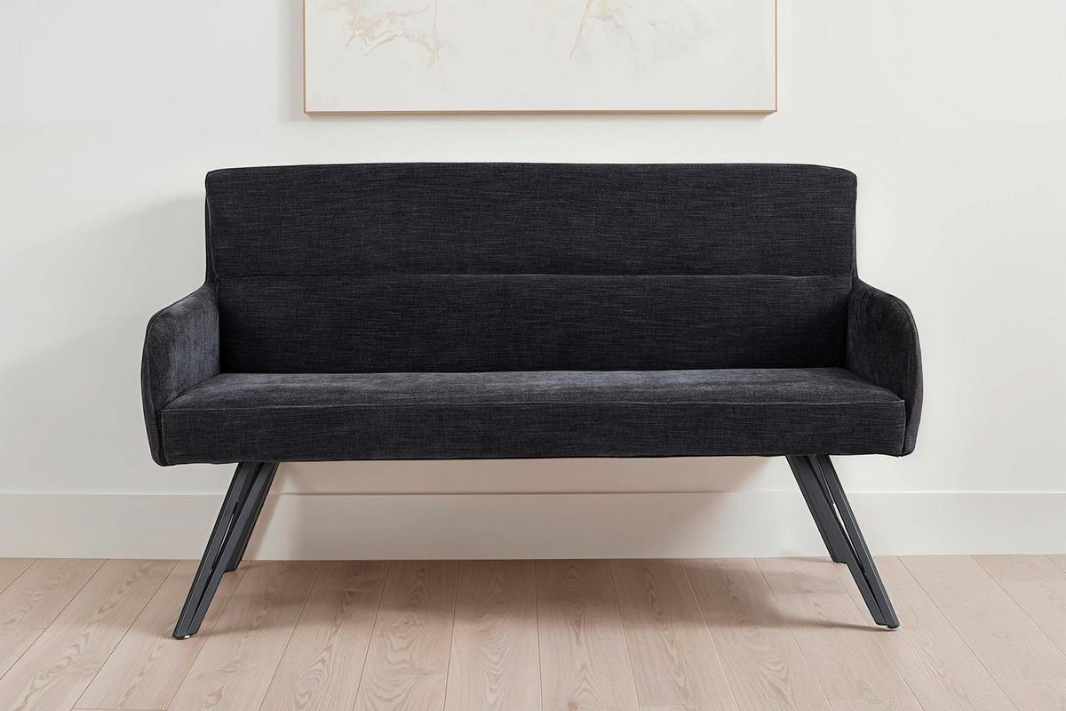 Sitzbank Tino - Schwarz, MODERN, Textil/Metall (140/94/67cm) - MID.YOU