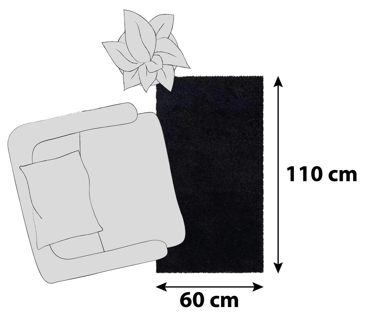 Hochflortepich Schwarz Sydney 60x110 cm - Schwarz, Basics, Textil (60/110cm)