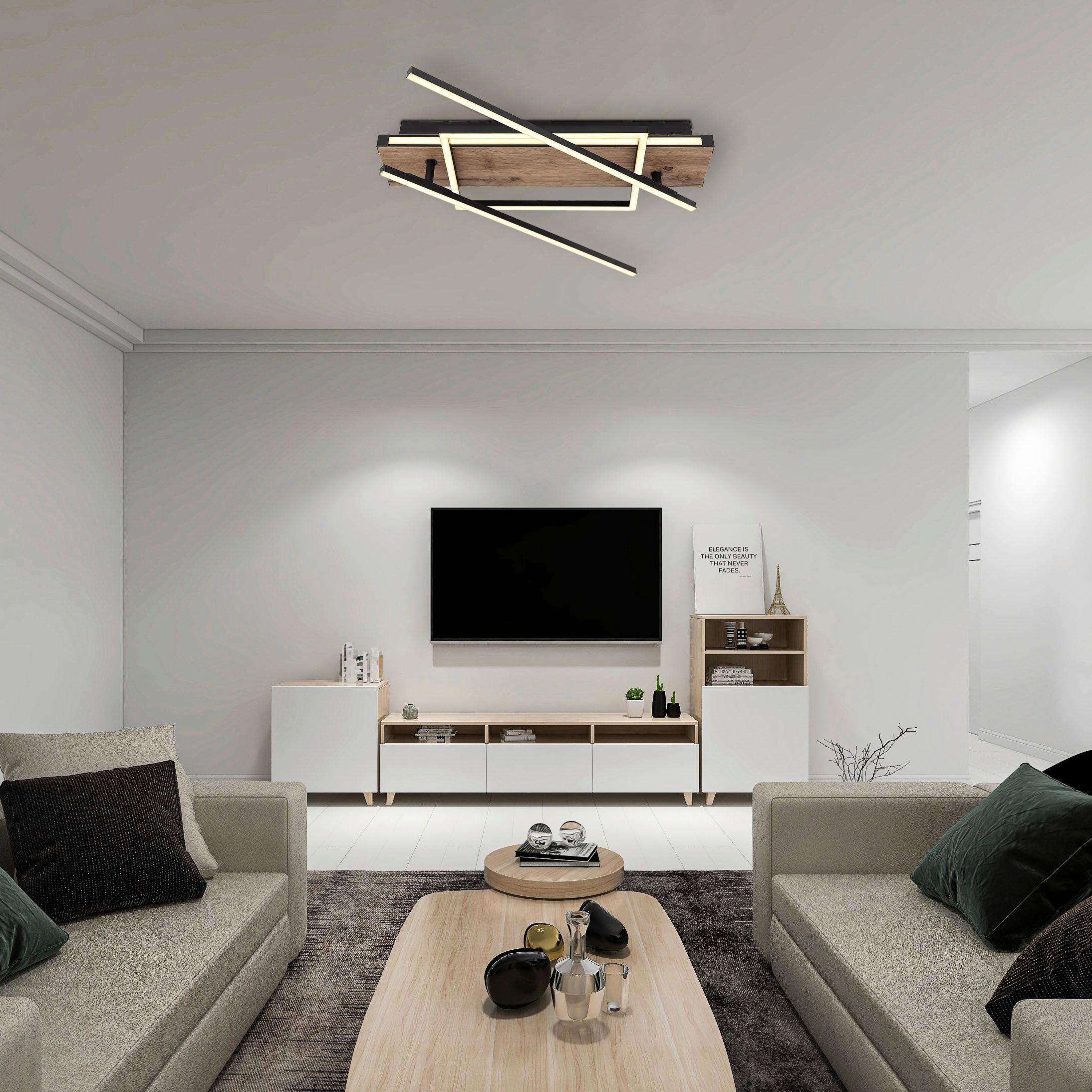Led Mennyezeti Lámpa 67299d3 - sötétbarna/fekete, Design, műanyag/faalapú anyag (120/88/12cm) - Globo