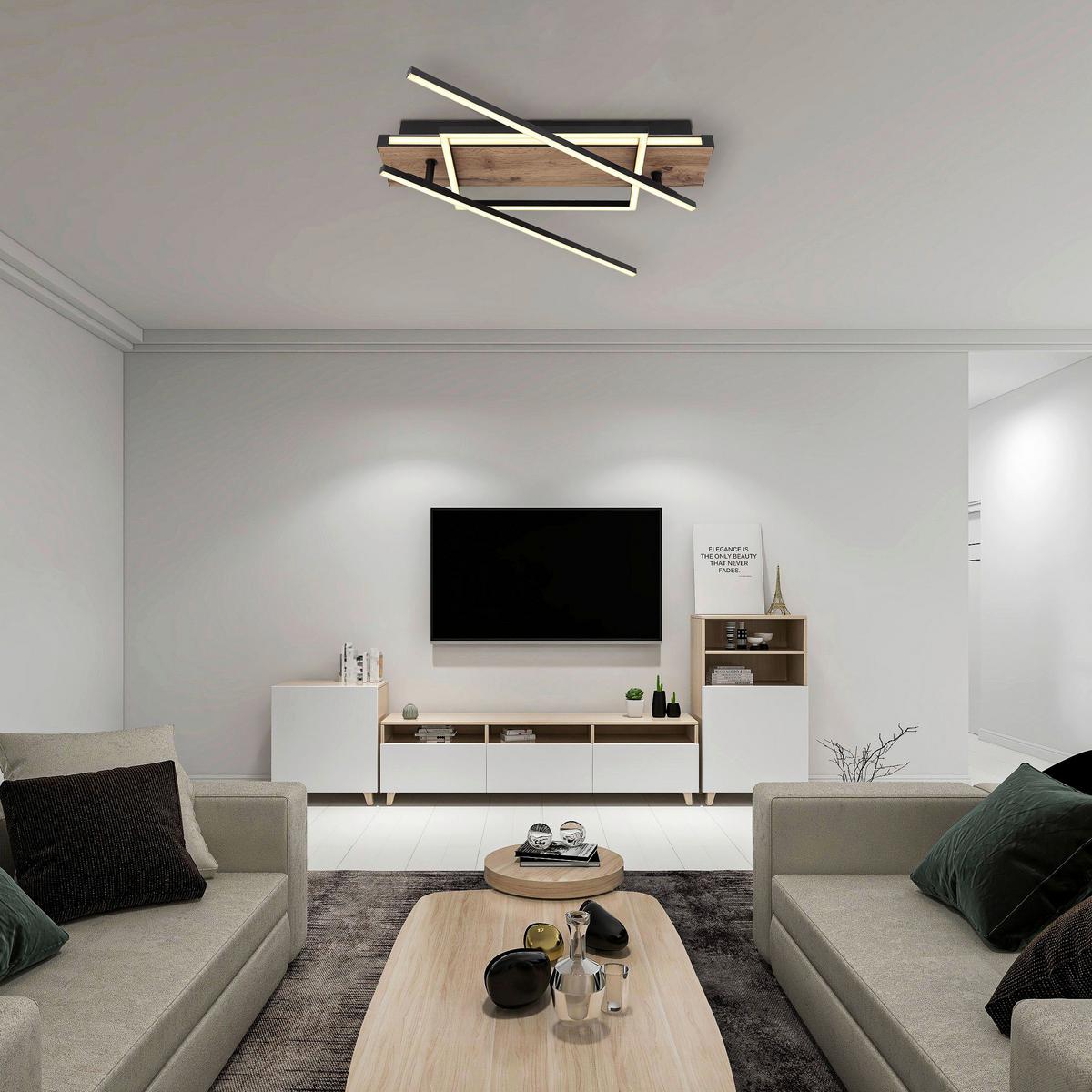Led Mennyezeti Lámpa 67299d3 - sötétbarna/fekete, Design, műanyag/faalapú anyag (120/88/12cm) - Globo