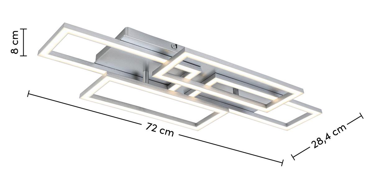 STROPNÉ LED SVIETIDLO MEGA - strieborná/niklová, Modern, kov/plast (72/28,4/8cm) - Mömax