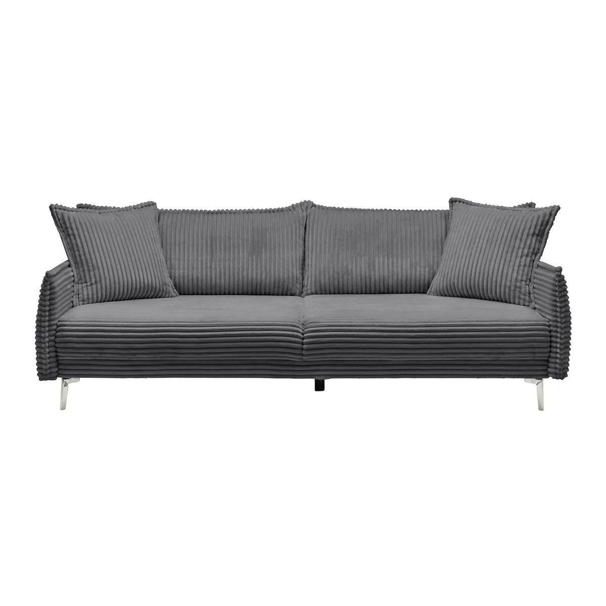 Veľká pohovka KISS -TOP- - chrómová/modrosivá, Modern, kov/drevo (241/90/117cm) - Mömax