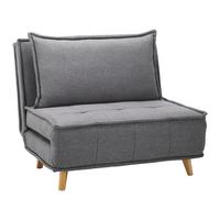 Rozkládací křeslo LAYLA, tmavě šedá - tmavě šedá/přírodní barvy, Moderní, dřevo/textil (104/92/84cm) - P & B