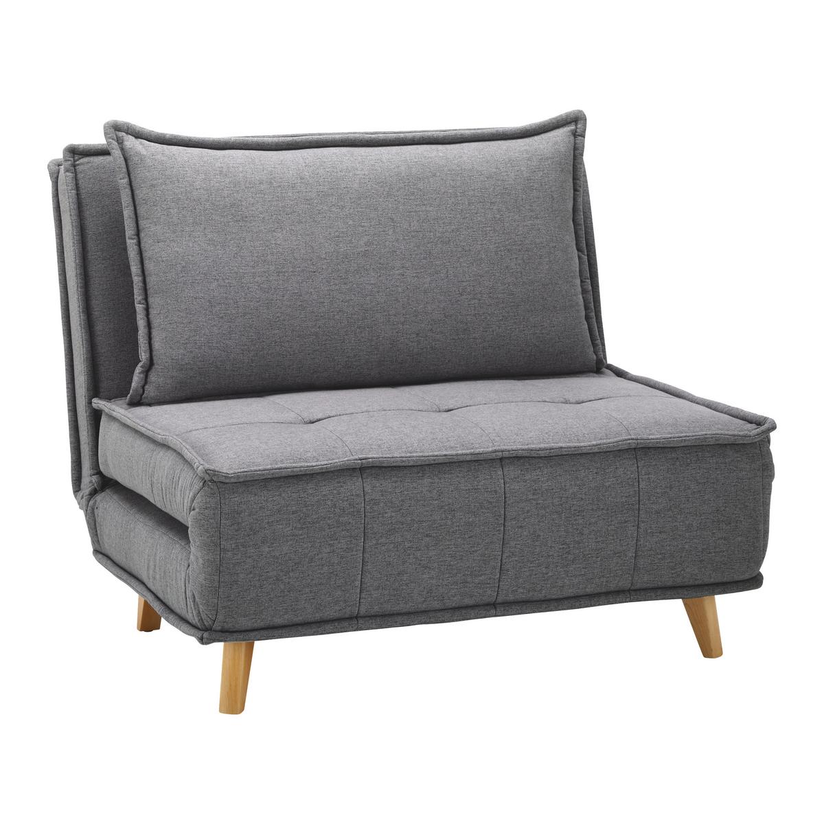 Rozkládací křeslo LAYLA, tmavě šedá - tmavě šedá/přírodní barvy, Moderní, dřevo/textil (104/92/84cm) - P & B