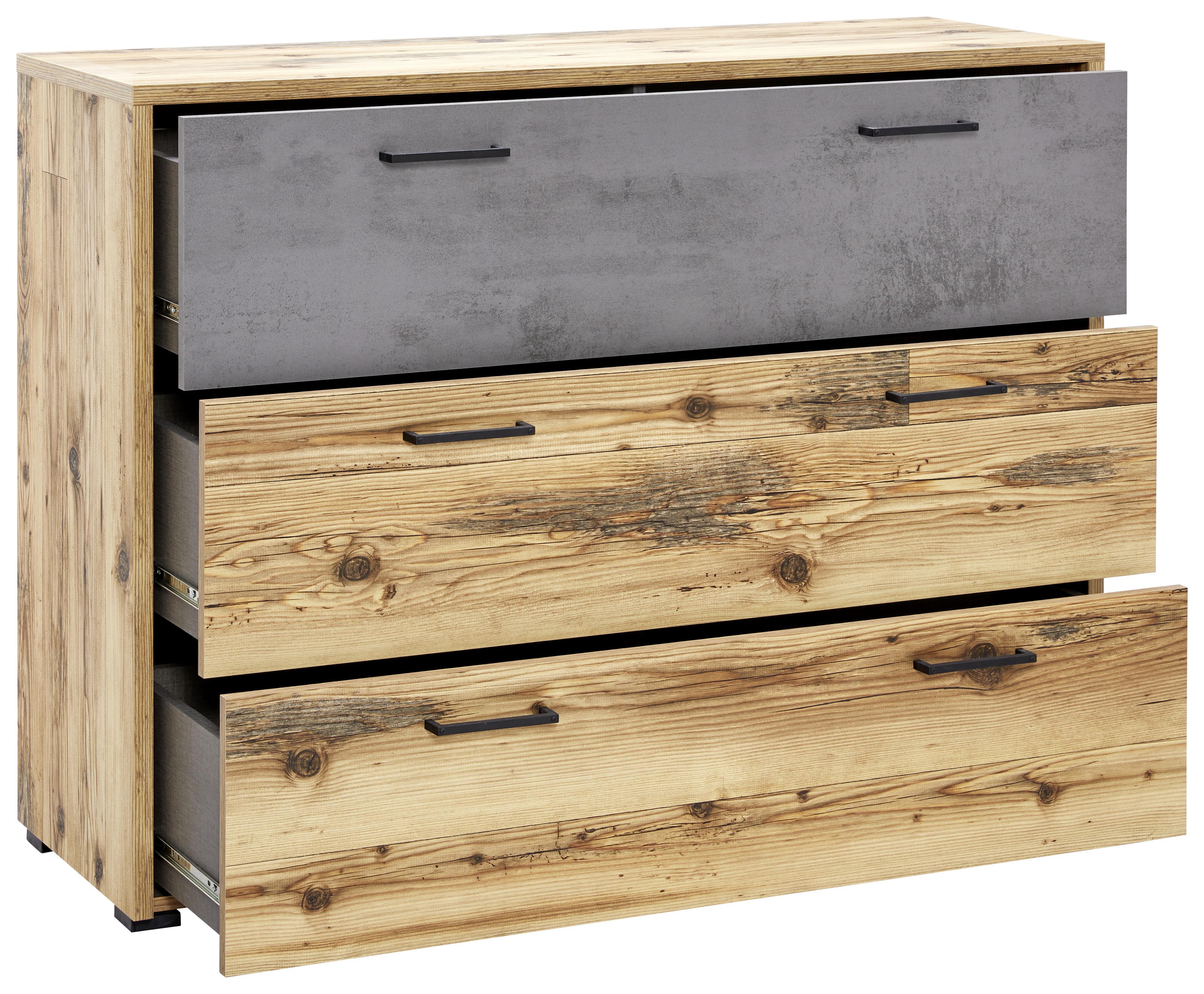 Kommode B 120cm Alicante Fichtefarben/Grau - Fichtefarben/Schwarz, MODERN, Holzwerkstoff (120/89,4/38cm) - Luca Bessoni
