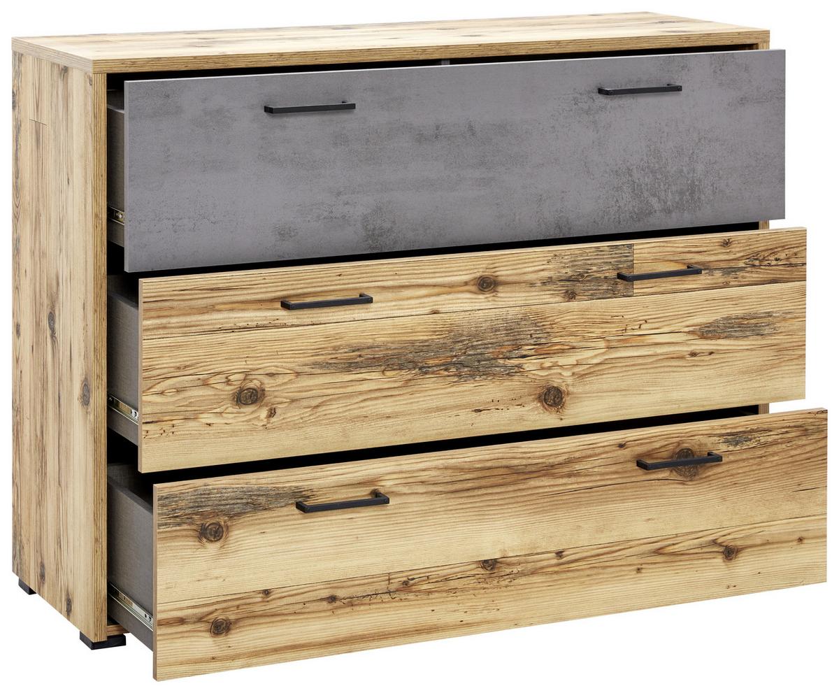 Kommode B 120cm Alicante Fichtefarben/Grau - Fichtefarben/Schwarz, MODERN, Holzwerkstoff (120/89,4/38cm) - Luca Bessoni