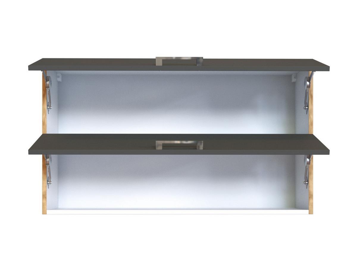 Küchenoberschrank B: 100 Cm Eiche Dekor/anthraz. 2 Klappen - Anthrazit/Eiche Wotan, MODERN, Holzwerkstoff (100/57/34cm) - Held