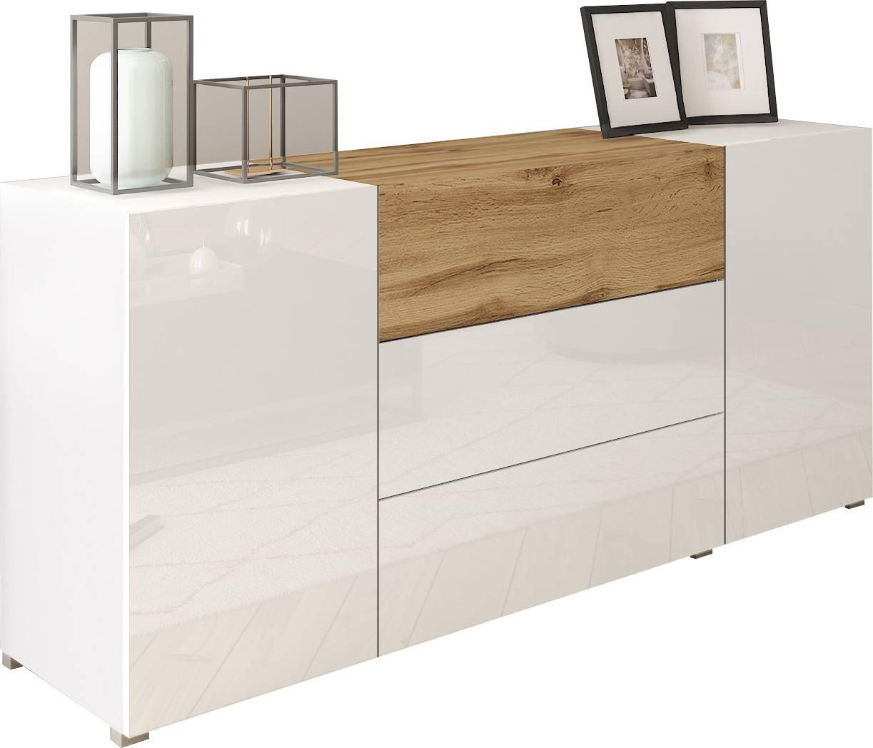 Sideboard Berlin 150 Eiche Wotan/Weiß B: 150 cm - Eiche Wotan/Weiß, Design, Holzwerkstoff (150/68/38,5cm) - P & B