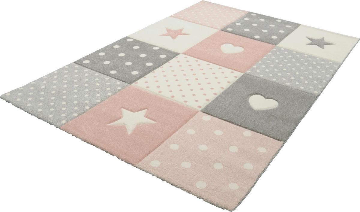 Kinderteppich Pastel Kids 20339 - Hellrosa/Grau, Basics, Textil (160/230cm)