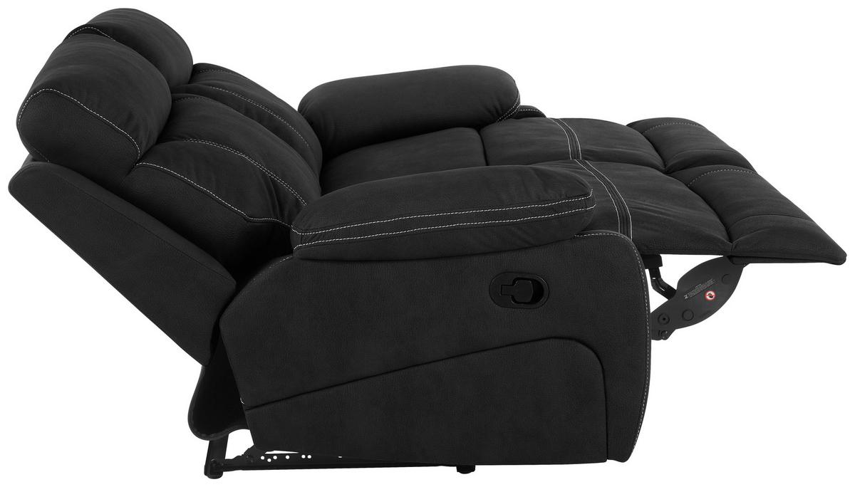 Dvojmiestna pohovka EMBER, čierna, s relaxačnou funkciou - čierna, Basics, kov/drevo (178/103/96cm) - Livetastic