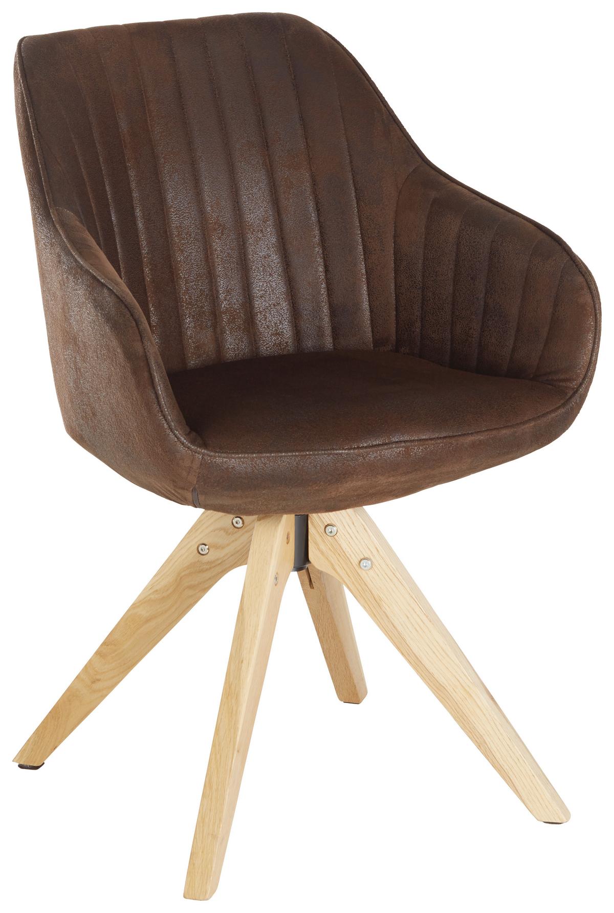ŽIDLE S PODRUČKAMI CHILL -BP- - tmavě hnědá/barvy dubu, dřevo/textil (60/83/65cm) - Mömax