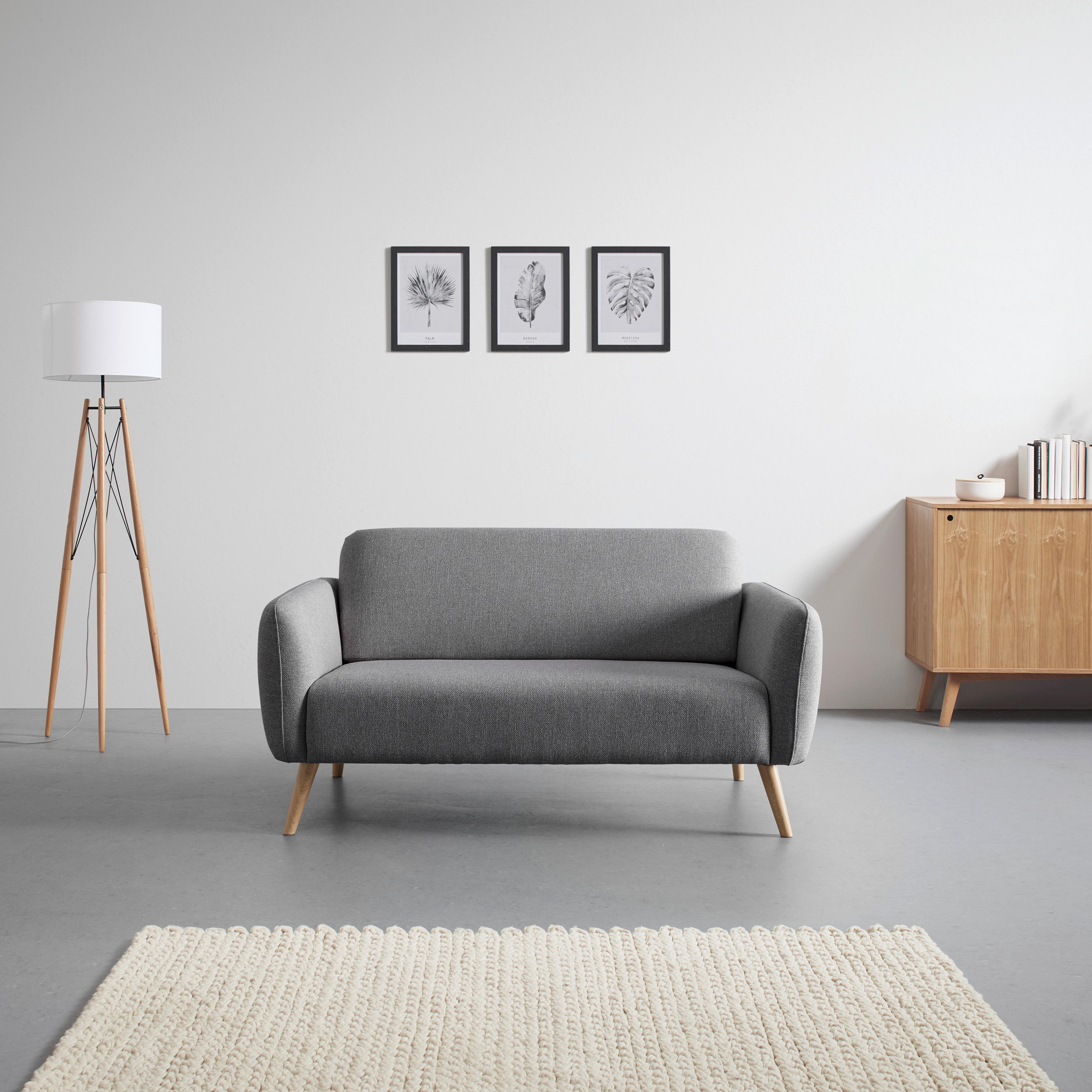 Pohovka Pia Sivá - prírodné farby/tmavosivá, Moderný, drevo/textil (146/76/75cm) - Bessagi Home