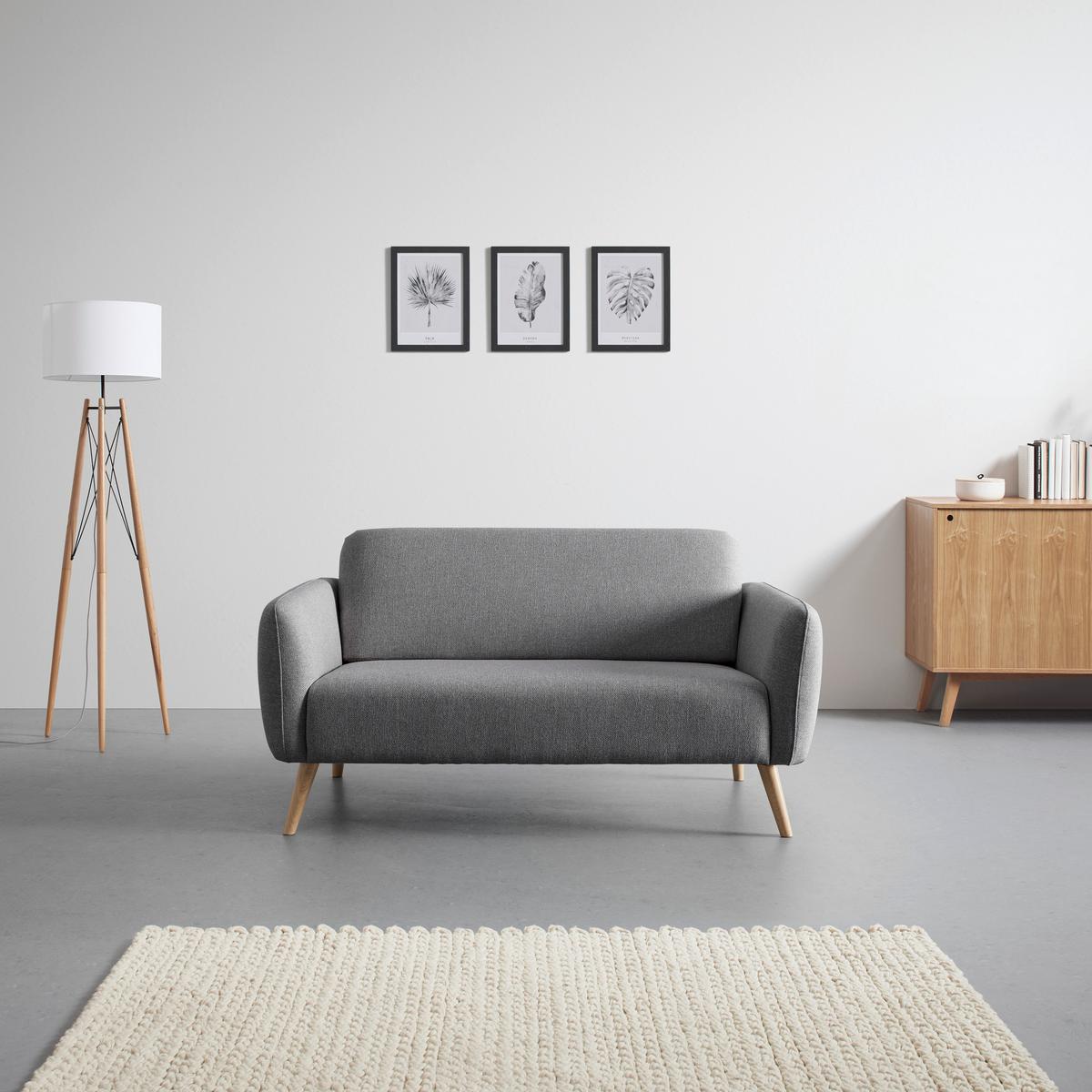 Pohovka PIA šedá - tmavě šedá/přírodní barvy, Moderní, dřevo/textil (146/76/75cm) - Bessagi Home