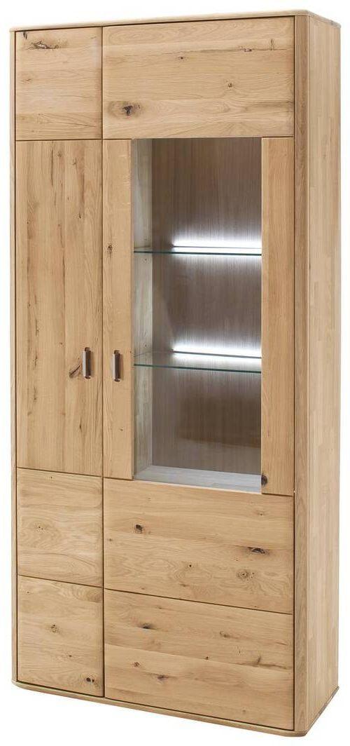 Vitrine Ravello B: 96 cm Eichefarben - Eichefarben, Design, Glas/Holz (96/208/38cm) - Livetastic