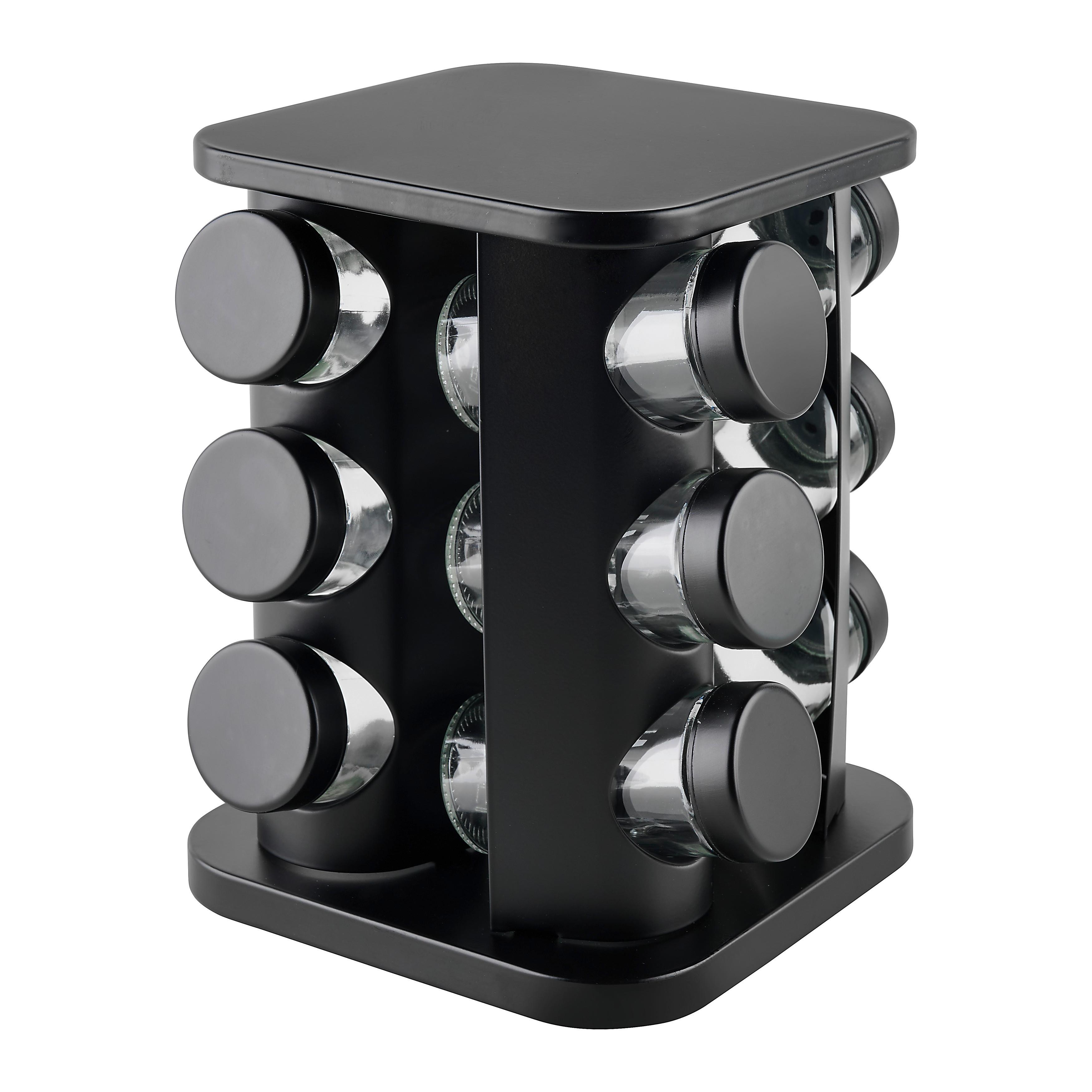 Otočný stojan na koreničky RAGNAR - priehľadné/čierna, Modern, kov/plast - Mömax