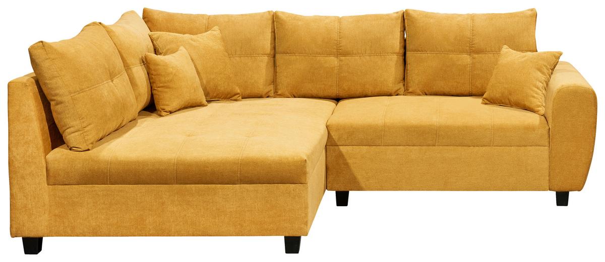 Ecksofa Inkl. Kissen Und Hocker Lea, Polyester-Nylon - Gelb/Schwarz, Basics, Holzwerkstoff/Textil (176/248cm) - MID.YOU