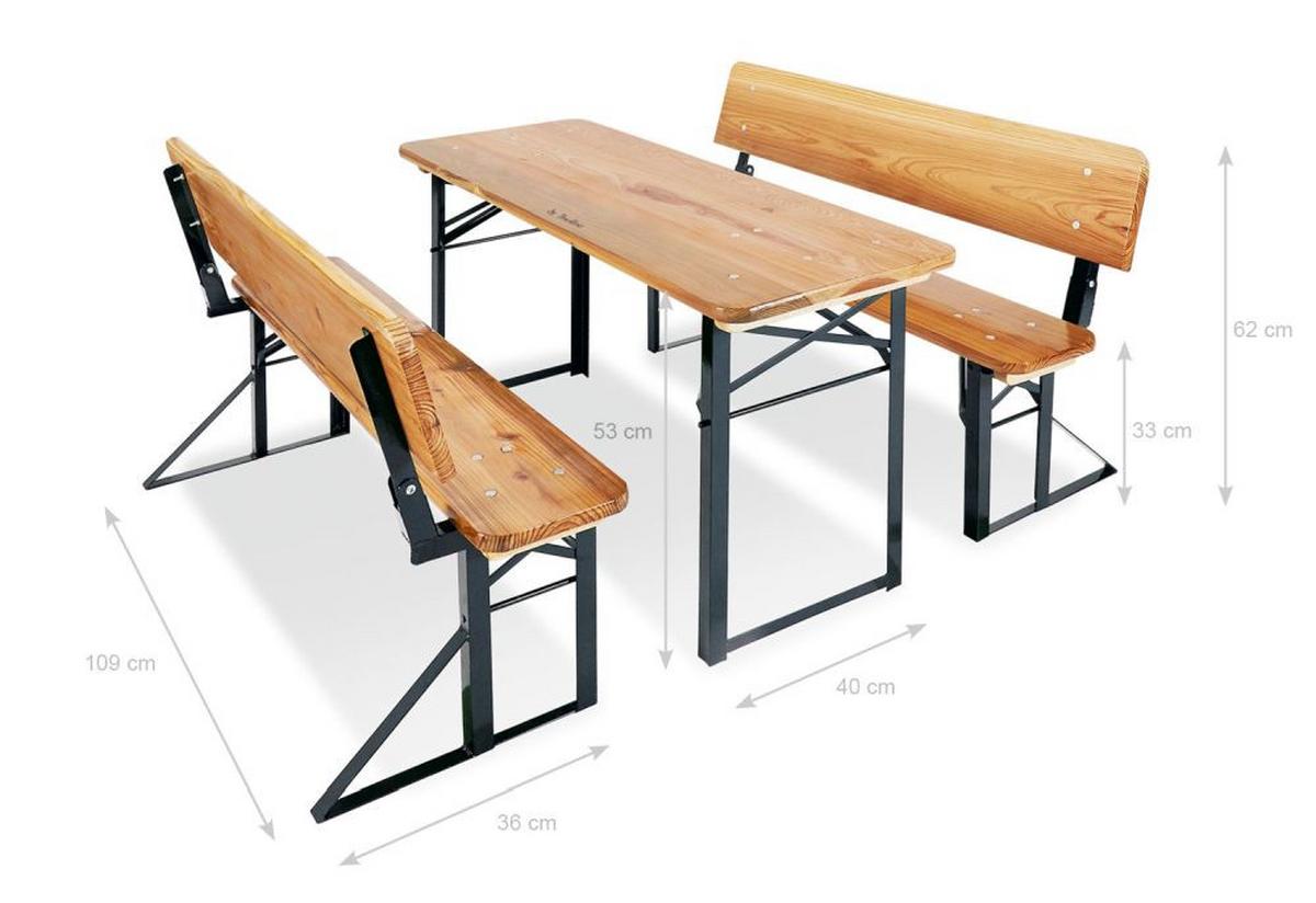 Kinderfestzeltgarnitur natur/grün - Dunkelgrün/Naturfarben, Basics, Holz/Metall (109/40/53cm) - Pinolino