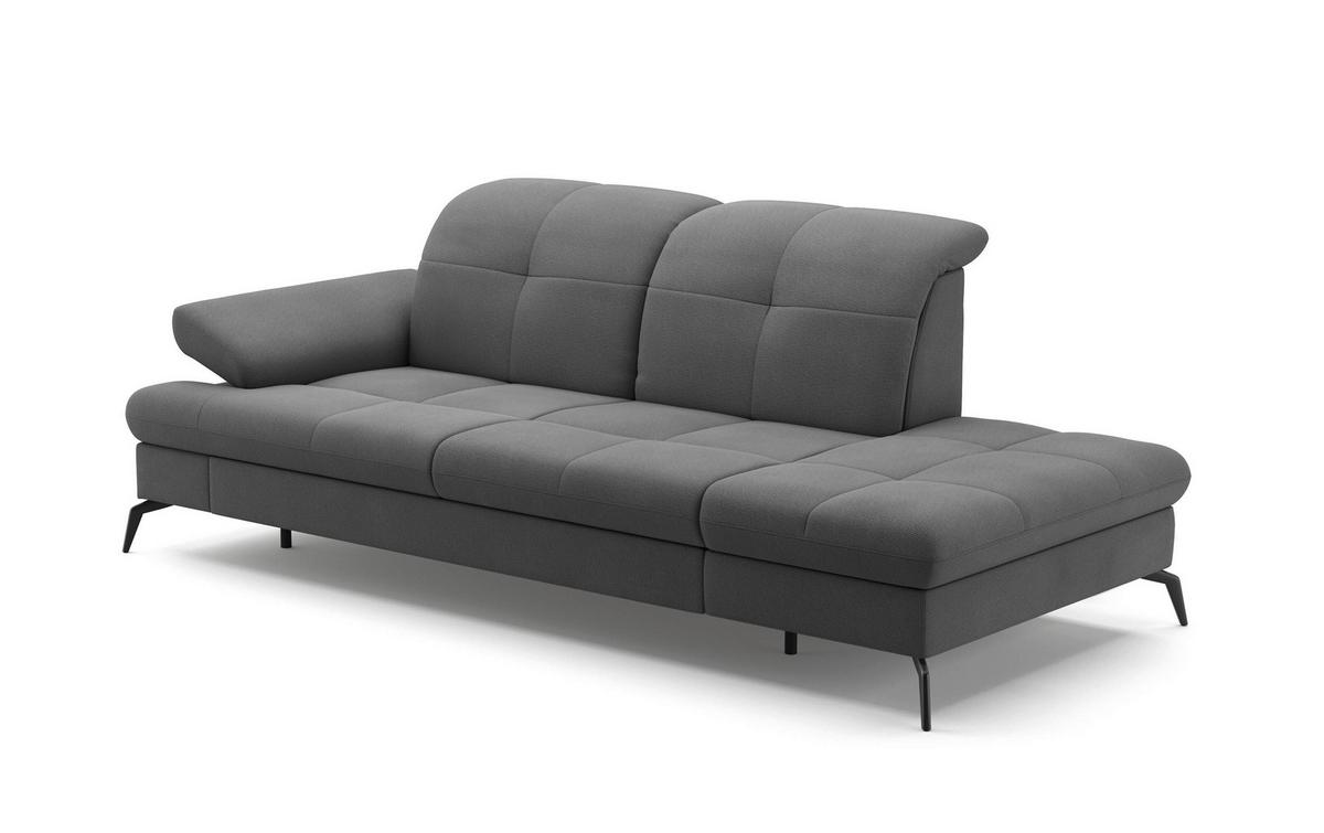 Récamiere Amica E, Grau B: 231 Cm - Schwarz/Grau, KONVENTIONELL, Textil (231/90/122cm) - Sit & More