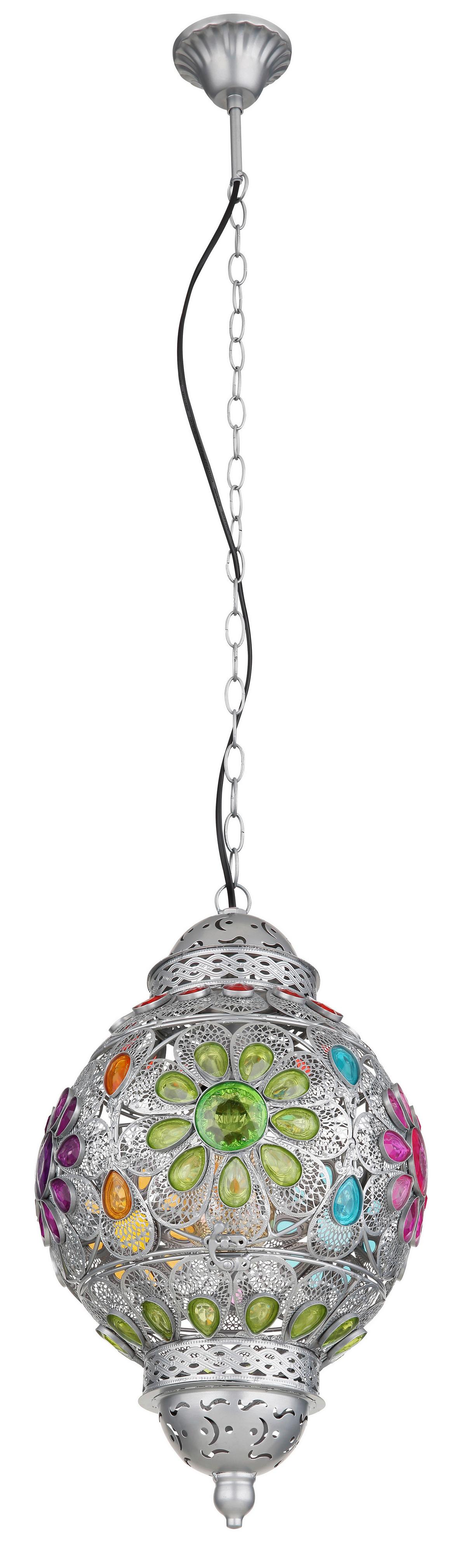 Hängeleuchte 15658h - Silberfarben/Multicolor, Trend, Kunststoff/Metall (27/120cm) - Globo
