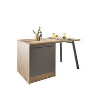 Kuchynský ostrovček LINZ LINZ I - čierna/sivá, Modern, kov/kompozitné drevo (150/91/90cm)