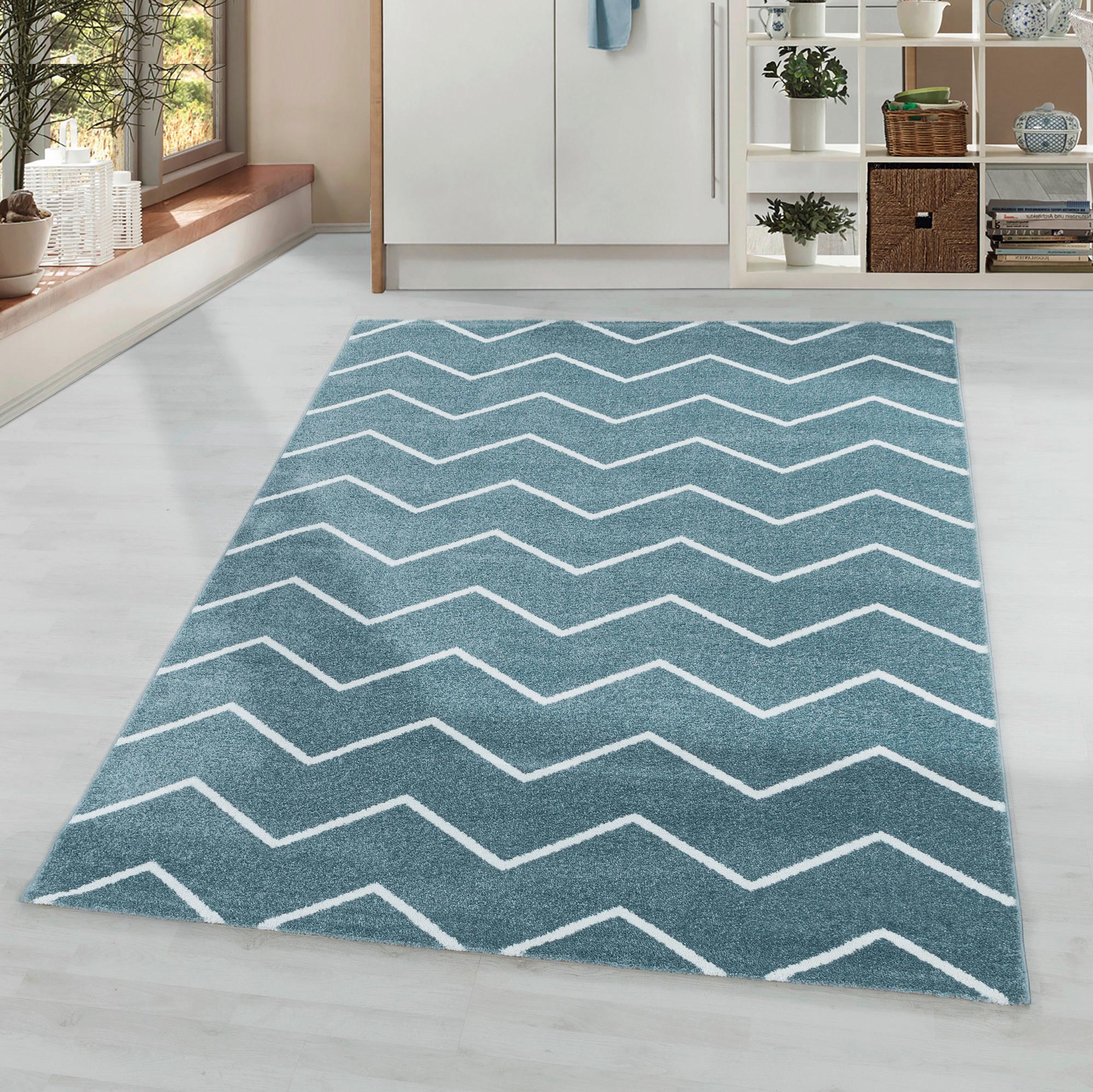 Teppich Läufer Blau Rio 80x250 cm - Blau, Basics, Textil (80/250cm)