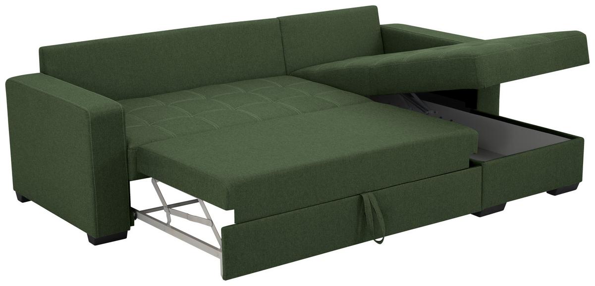 Eckschlafsofa Mediolan Grün S: 240x160 cm - Schwarz/Grün, Design, Textil (240/160cm) - Livetastic