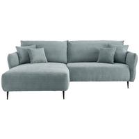 Ecksofa Vanilla Hellblau S: 178x264-302 cm - Schwarz/Hellblau, Design, Textil (178/264-302cm) - Livetastic