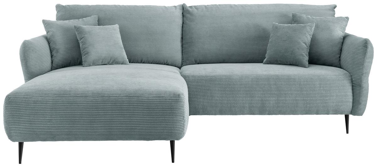 Ecksofa Vanilla Hellblau S: 178x264-302 cm - Schwarz/Hellblau, Design, Textil (178/264-302cm) - Livetastic
