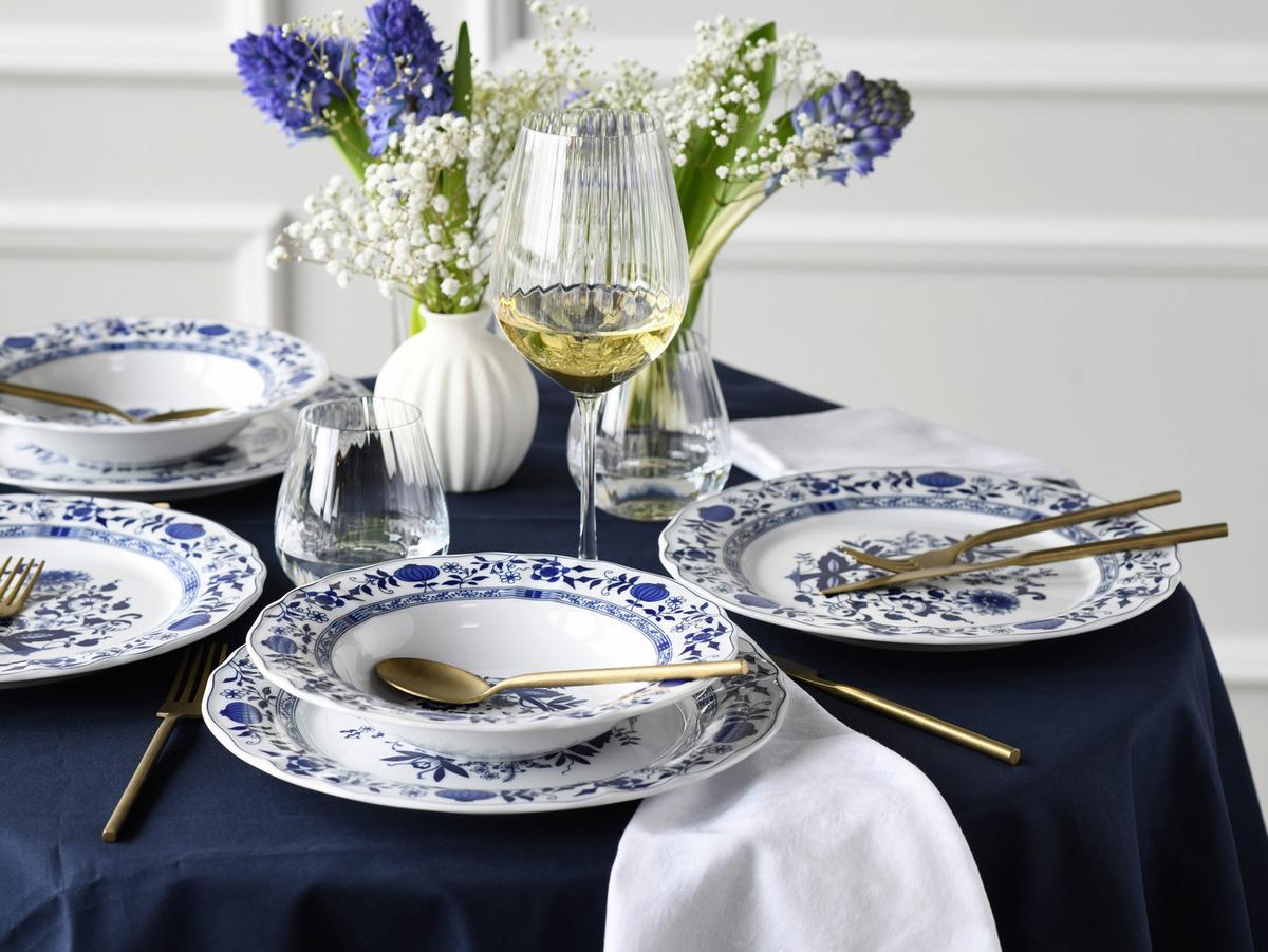 Tafelservice 12-Tlg. Flora Zwiebelmuster, Blau, Weiß - Blau/Weiß, Design, Keramik - Creatable