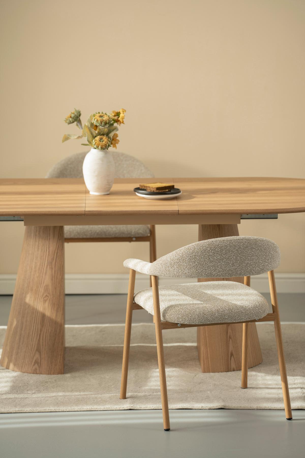 Armlehnstuhl Linea Beige/Eichefarben B: 59 cm - Eichefarben/Beige, Basics, Holz/Textil (59/75/62cm) - Livetastic