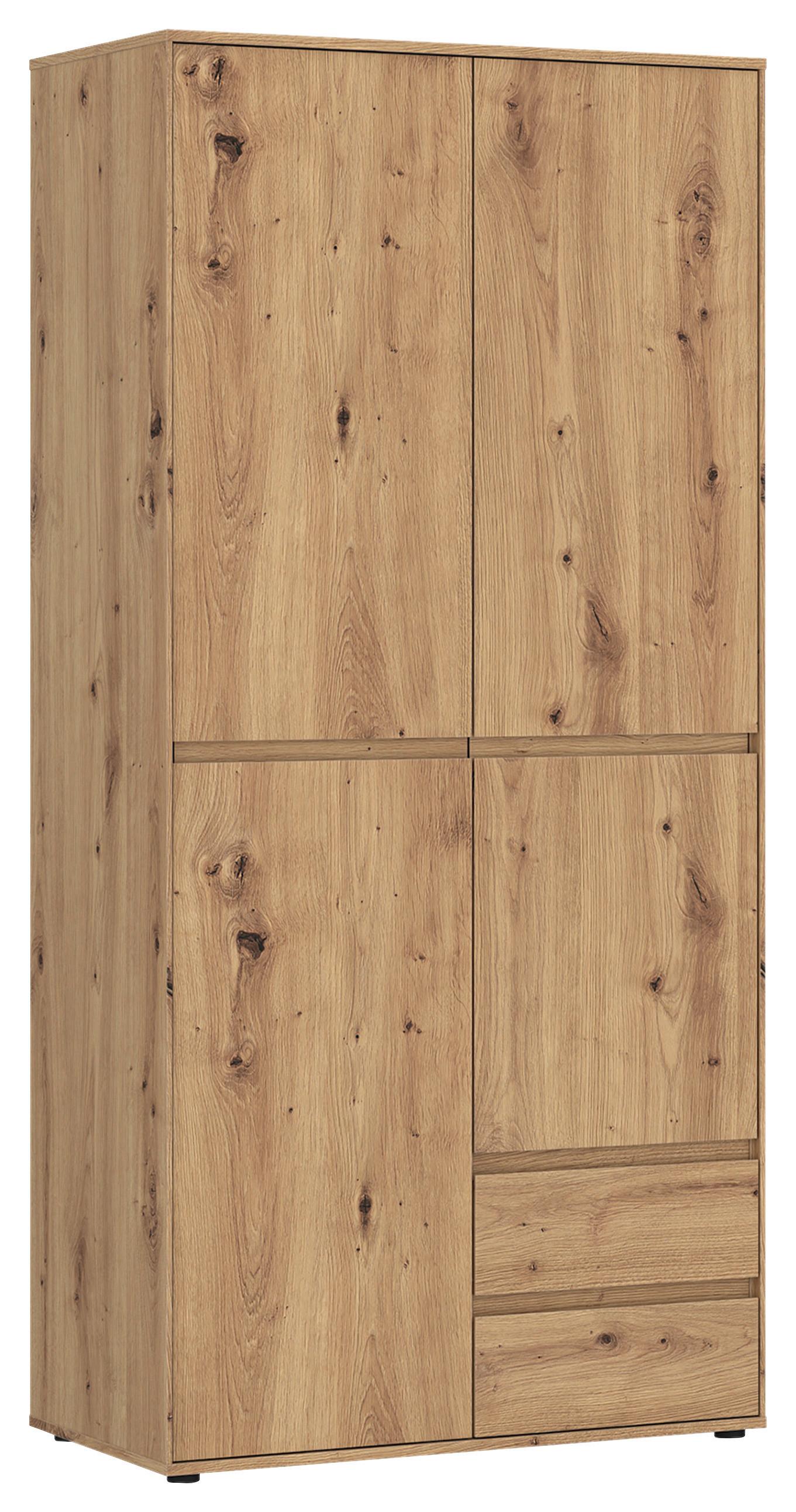Kleiderschrank Zapato Eichefarben B: 92cm - Eiche Artisan, MODERN, Holzwerkstoff (92/199,9/55cm)