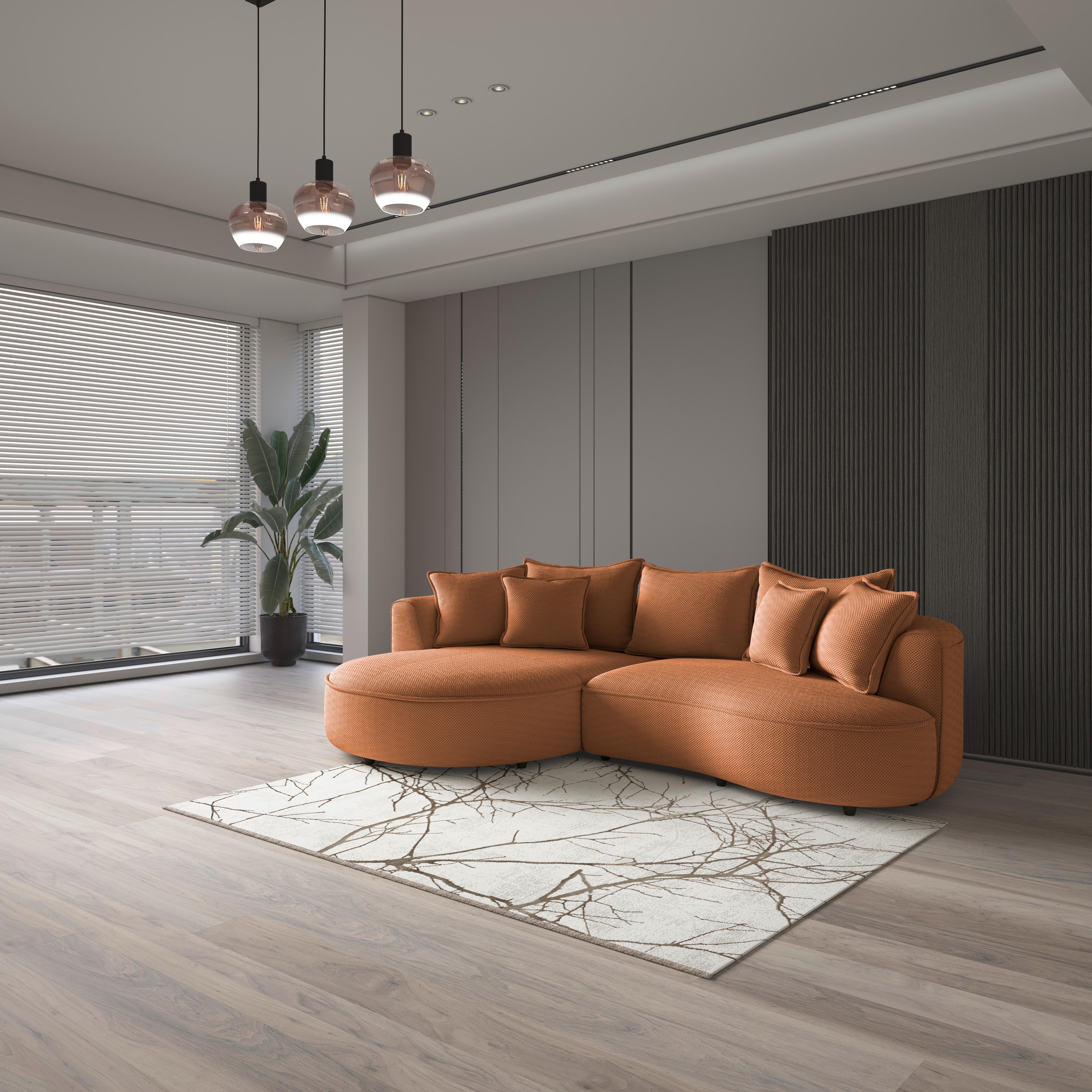 Ecksofa Levi - Terracotta/Schwarz, MODERN, Textil (168/287cm)
