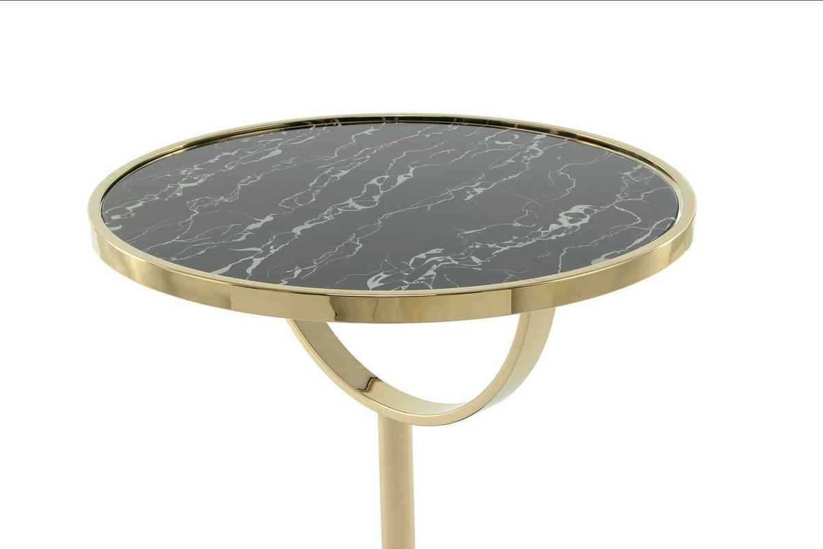 Beistelltisch Oscar Schwarz, Goldfarben B: 46 cm - Goldfarben/Schwarz, Design, Glas/Stein (46/54/46cm) - Kayoom