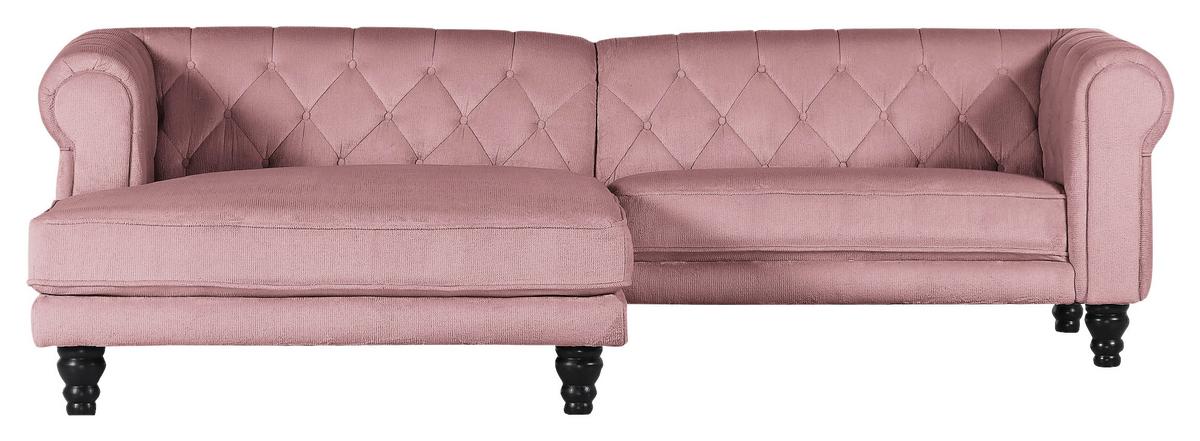 Ecksofa Jonte Rosa S: 160x260 Cm - Dunkelbraun/Rosa, Design, Textil (160/260cm) - MID.YOU