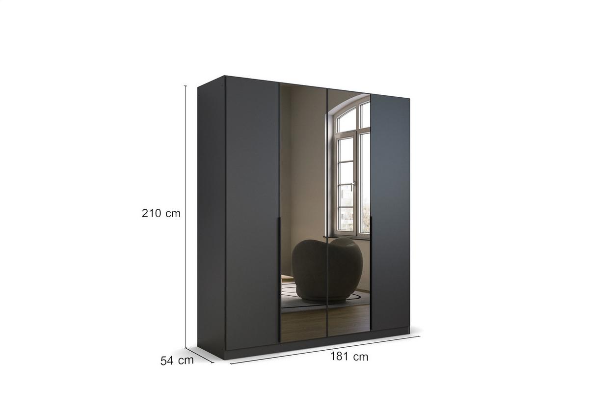 Drehtürenschrank Skyla Grau/glas B: 181 Cm - Grau, MODERN, Holzwerkstoff (181/210/54cm) - Rauch Möbel