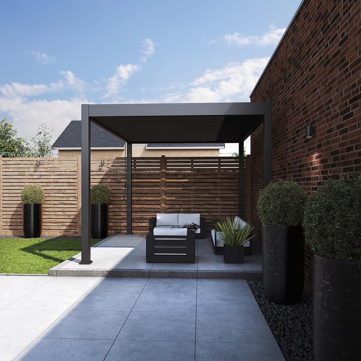 Pergola 300x360 Cm Wetterbeständig, Graphitfarben - Graphitfarben, Basics, Metall (300/360/255cm)