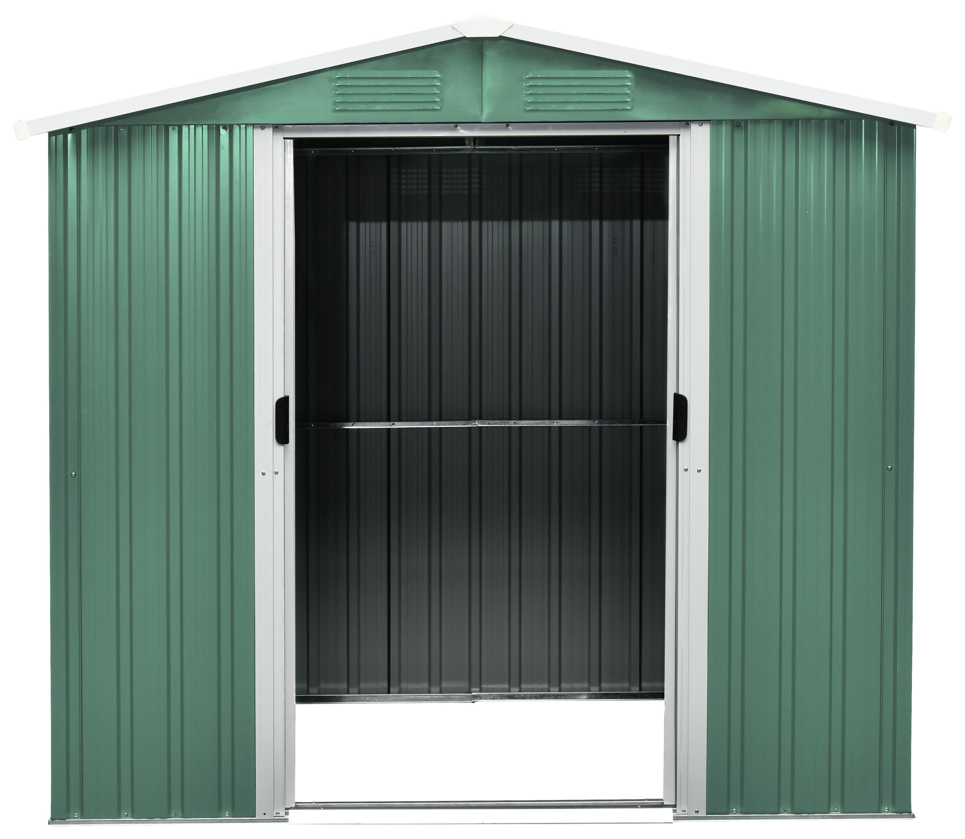 Gerätehaus ohne Boden 194x184x131 cm - Weiß/Grün, Basics, Metall (194/184/131cm)