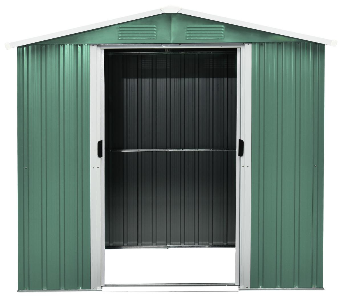 Gerätehaus ohne Boden 194x184x131 cm - Weiß/Grün, Basics, Metall (194/184/131cm)
