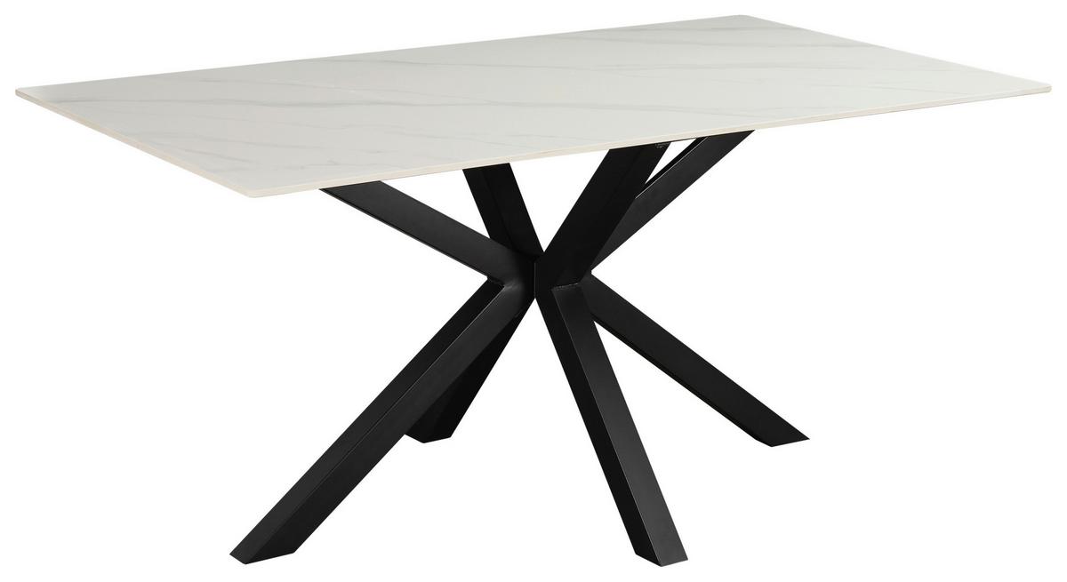 Esstisch Romana 160x76x90 cm Schwarz/Weiß - Schwarz/Weiß, MODERN, Keramik/Metall (160/90/76cm) - MID.YOU