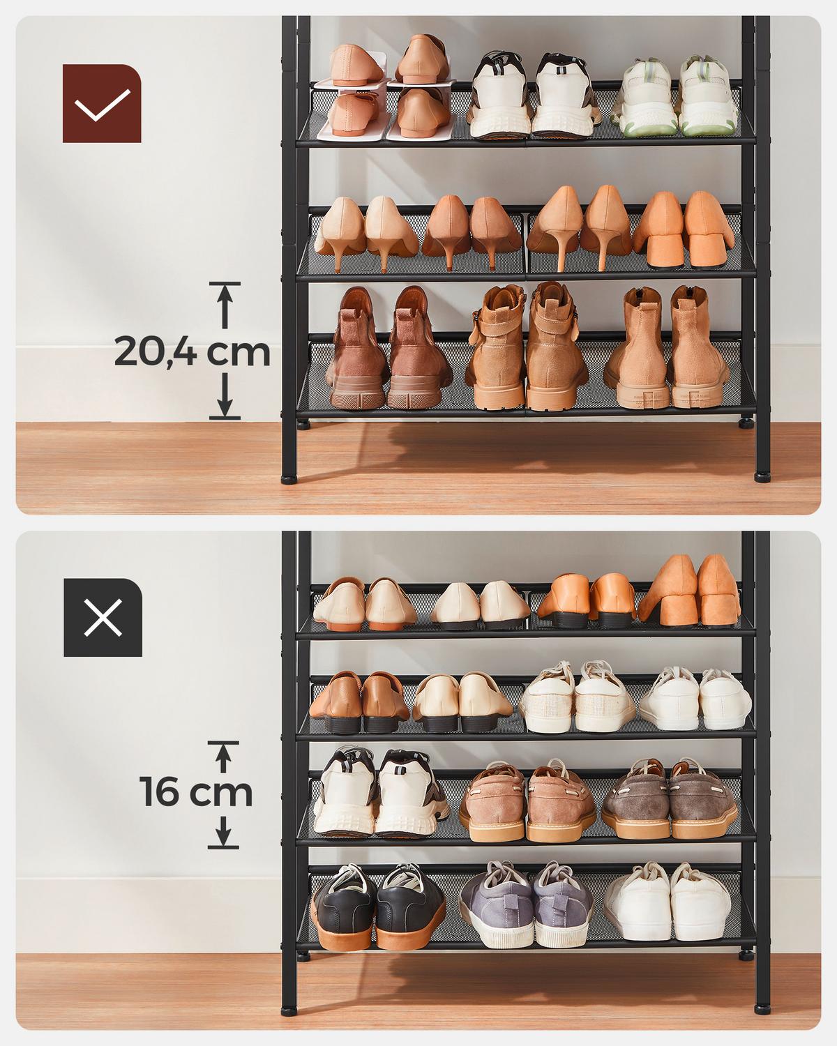 Regál na topánky hnedá, čierna - hnedá/čierna, Trend, kov/kompozitné drevo (75/93/28cm) - Boxxx