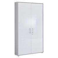 Aktenschrank Officce Edition Grau, Weiß Hg B: 84,4cm - Weiß Hochglanz/Grau, MODERN, Holzwerkstoff (84,4/185,6/33cm) - MID.YOU