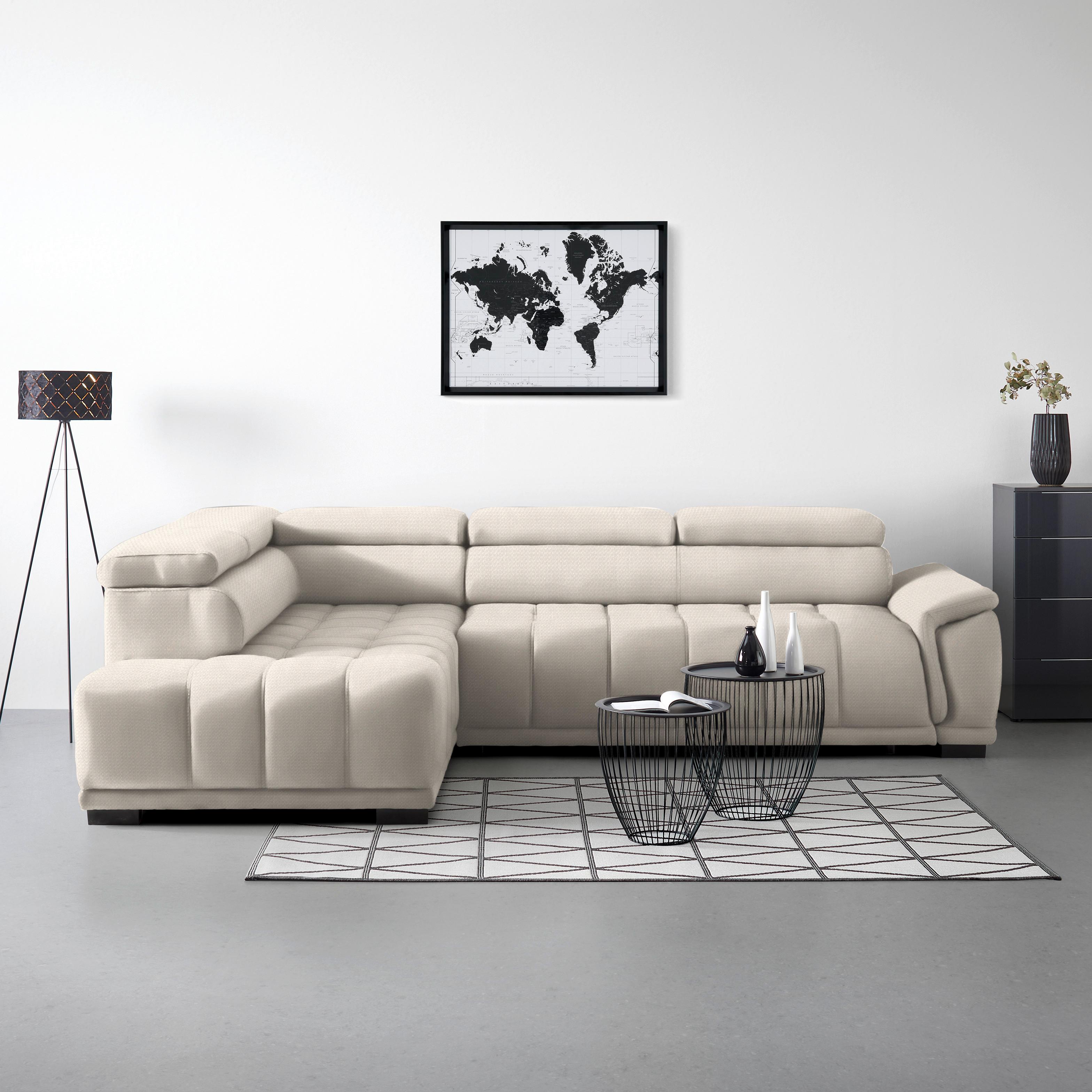 Rohová sedačka GRINALDI, levá, perleťová - černá/perleť, Moderní, textil/plast (206/283cm) - Premium Living